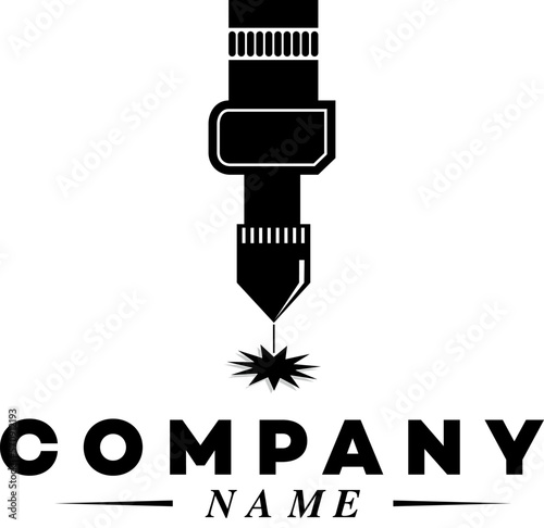 Set of Laser Cutting Machine Logo Design Icon Vector Illustration, CNC Laser Machine Head, Laser Engraving Machine	
