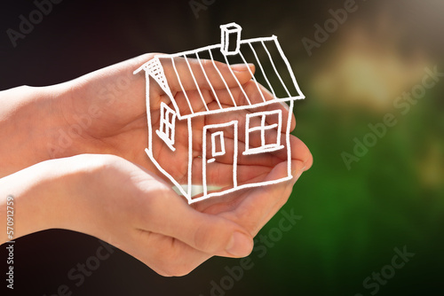 Unser Haus. Familie schützen. Haus schützen. Pass auf das Haus auf. Pass auf dich auf. Pass auf Kinder auf. Pass auf Familie auf. Bleib zu Hause. Bleib Gesund.	