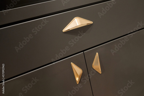 Gold Cabinet Hardware on Gray Cabinets