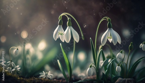 Snowdrop flowers first days of spring generatiev ai