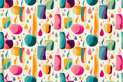 Seamless vector background pattern with fun colorful candles.  © iconogenic