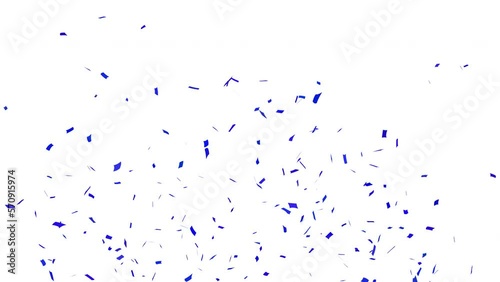 Blue Confetti Animation Isolated Party Popper Falling For Celebration Birthday Anniversary On White Background / Green Screen / Alpha Matte Channel Perfect For Compositing Into Your cgi Scene.