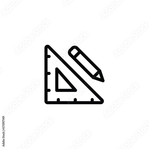 pencil and rules icon. outline icon