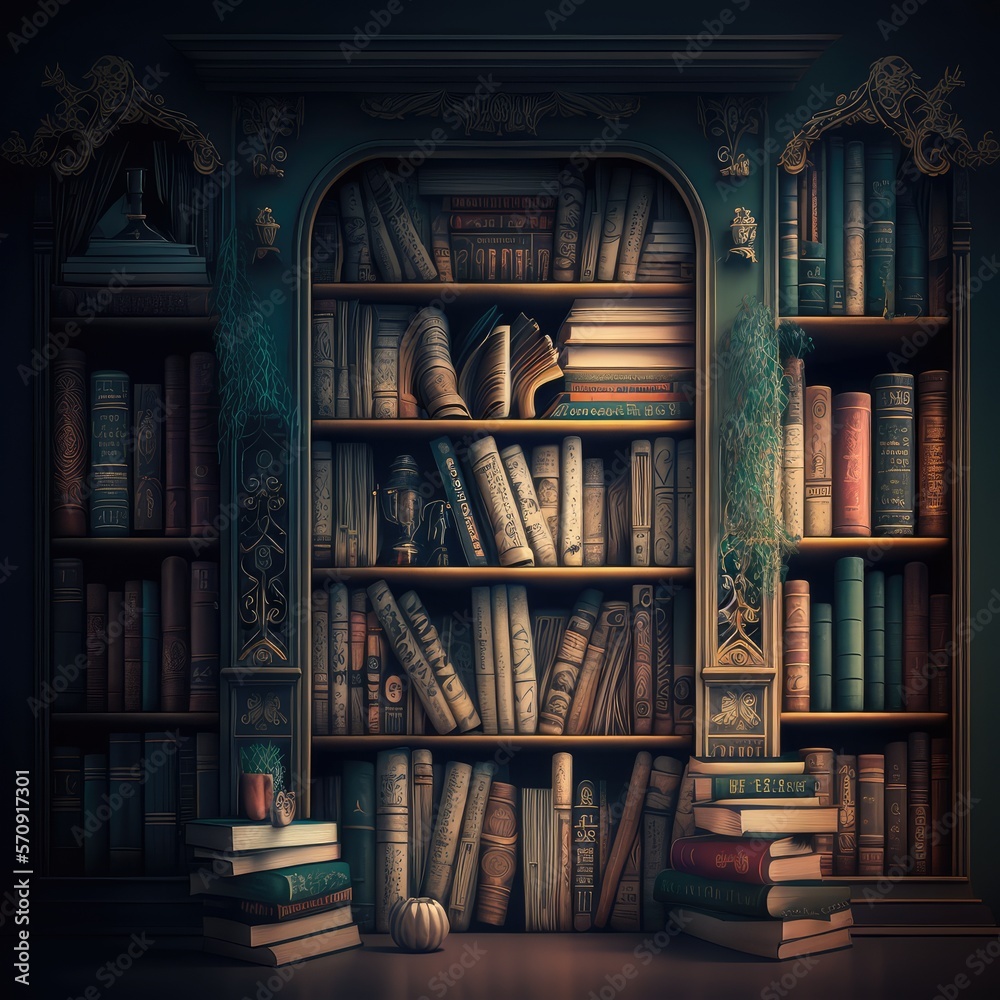 Old Library Vintage Bookshelf Ancient Bookcase Antique Book