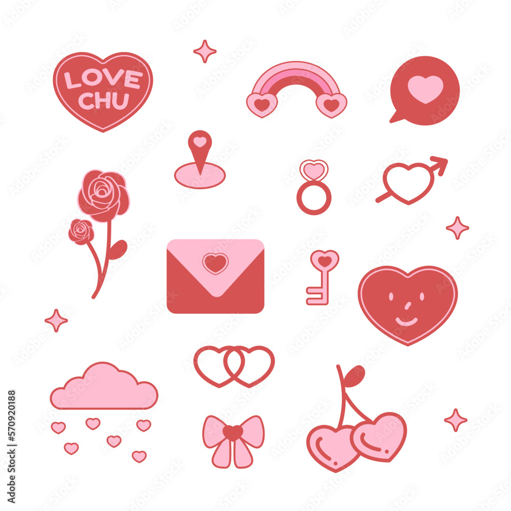 Valentine's day element collection with love, heart, romantic, dating and Relationship. Set of cute love stickers. Flat icons pack. Valentine's day element collection with love, heart, romantic, dating and Relationship. Set of cute love stickers. Flat icons pack.
