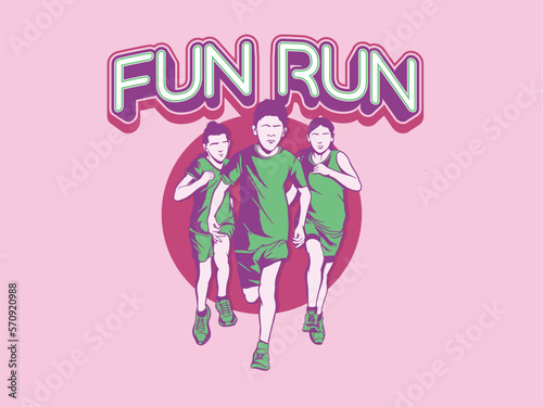 Children running, Designed using colorful grunge brush graphic vector.