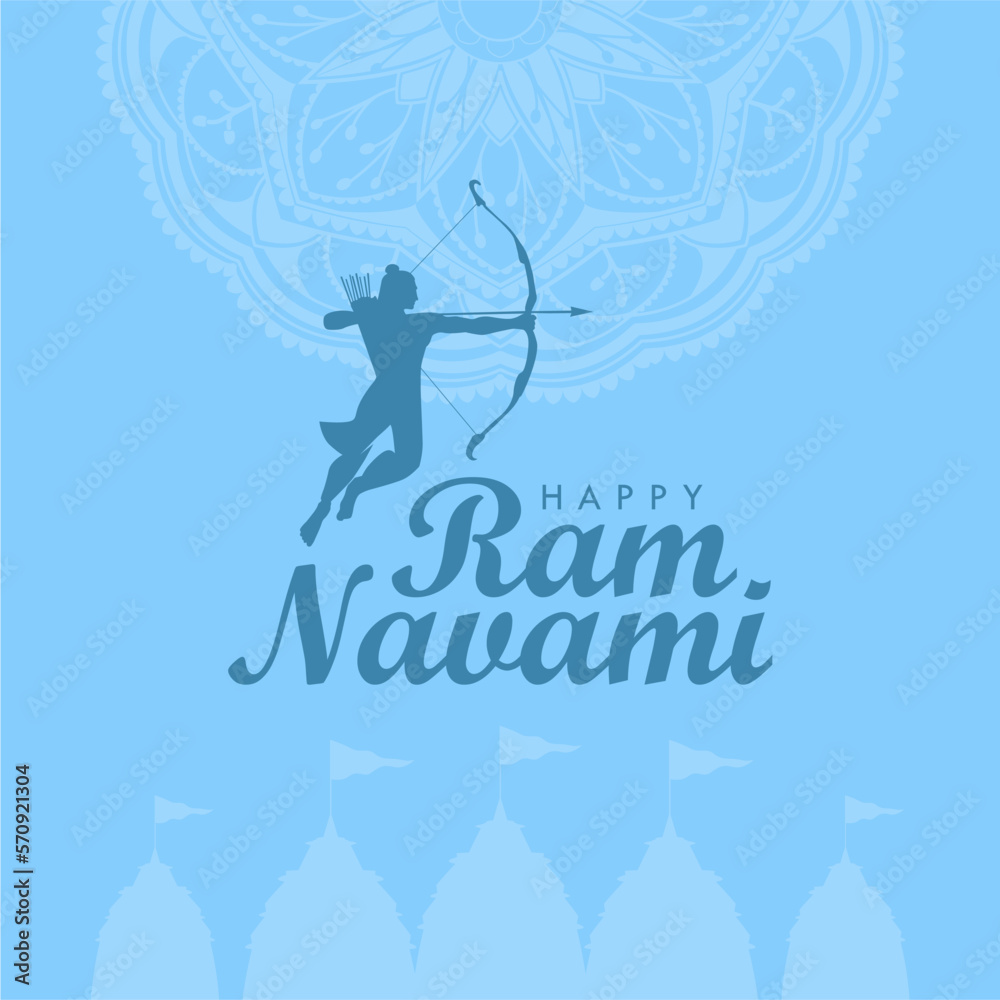 ram navami poster template on blue background ram navami poster template on blue background