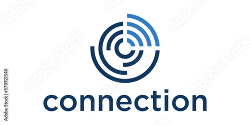 logo design connection with circle network icon vector illustration