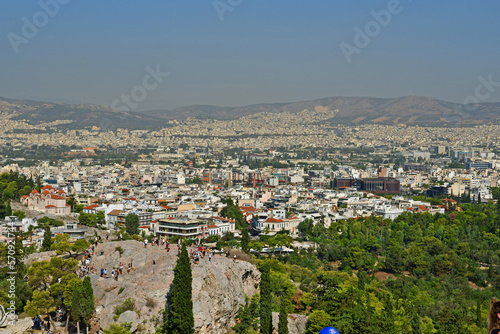 Athens; Greece - august 29 2022 : city view from the Acropolis