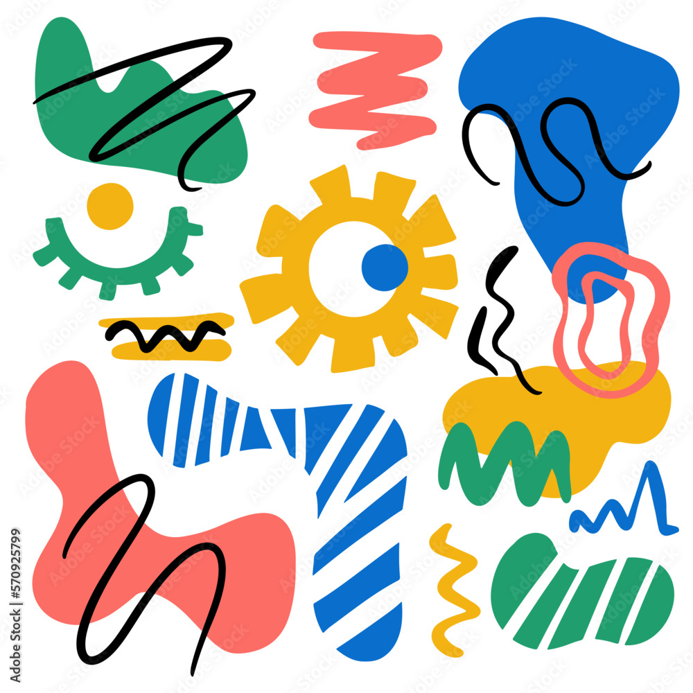 ABSTRACT FORMS Contemporary Folk Doodle Sketch Modern African Hand