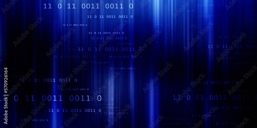 Obraz premium 2d illustration abstract digital binary data on computer screen 
