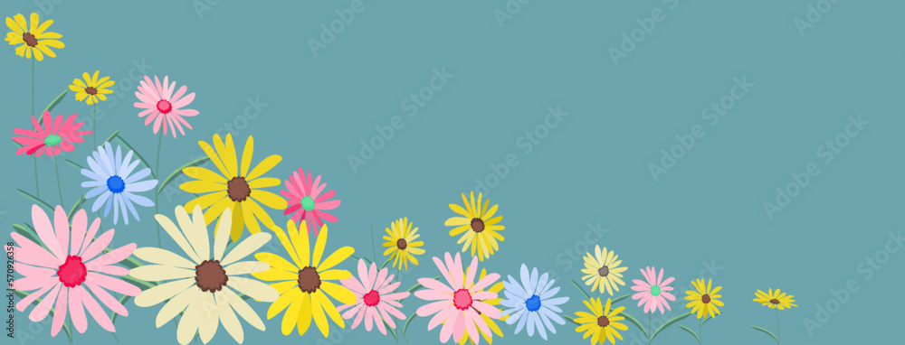 pink Yellow flowers. Vector Illustration of decorative floral design for wedding invitations and greeting cards