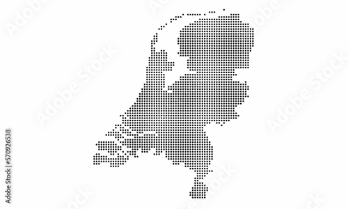 Netherlands dotted map with grunge texture in dot style. Abstract vector illustration of a country map with halftone effect for infographic. 