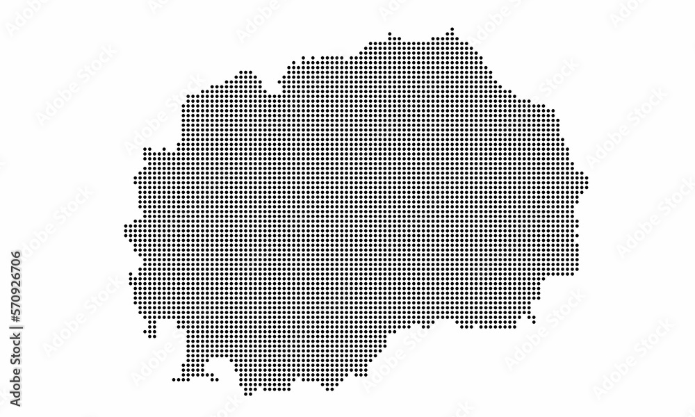 Macedonia dotted map with grunge texture in dot style. Abstract vector illustration of a country map with halftone effect for infographic. 