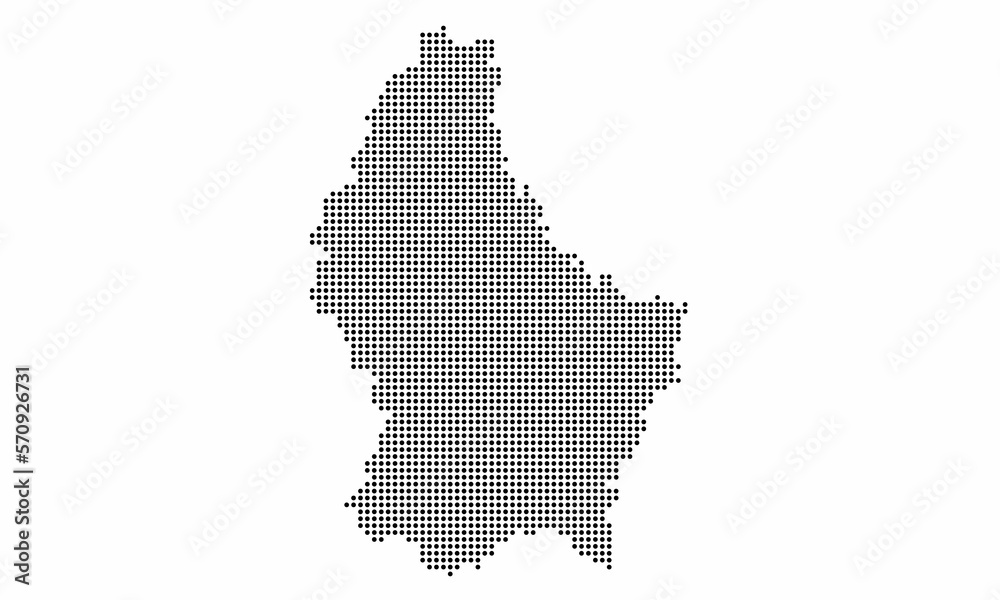 Luxembourg dotted map with grunge texture in dot style. Abstract vector illustration of a country map with halftone effect for infographic. 