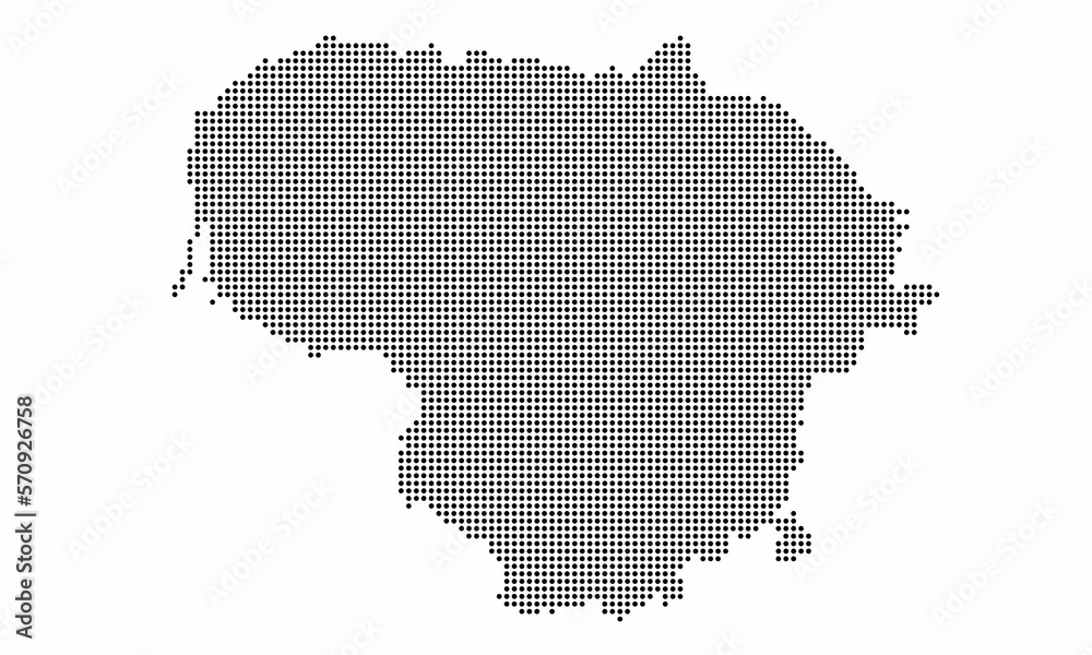 Lithuania dotted map with grunge texture in dot style. Abstract vector illustration of a country map with halftone effect for infographic. 