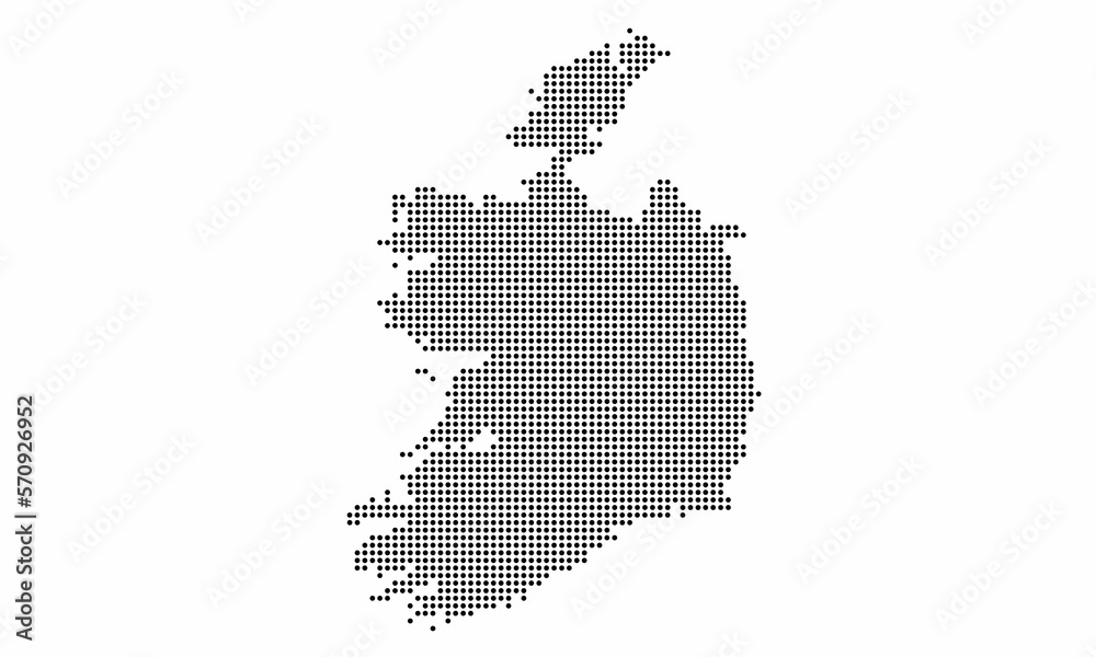 Ireland dotted map with grunge texture in dot style. Abstract vector illustration of a country map with halftone effect for infographic. 