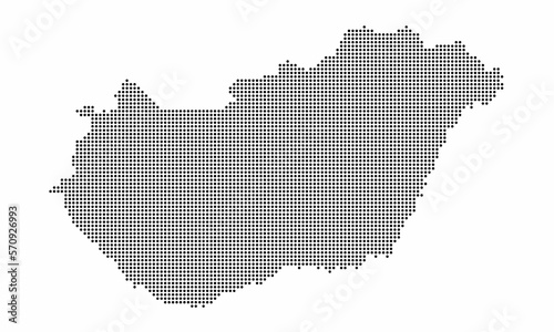 Hungary dotted map with grunge texture in dot style. Abstract vector illustration of a country map with halftone effect for infographic. 