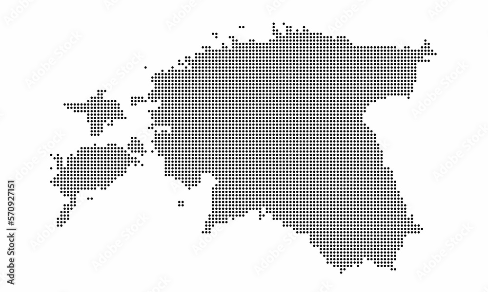 Estonia dotted map with grunge texture in dot style. Abstract vector illustration of a country map with halftone effect for infographic. 