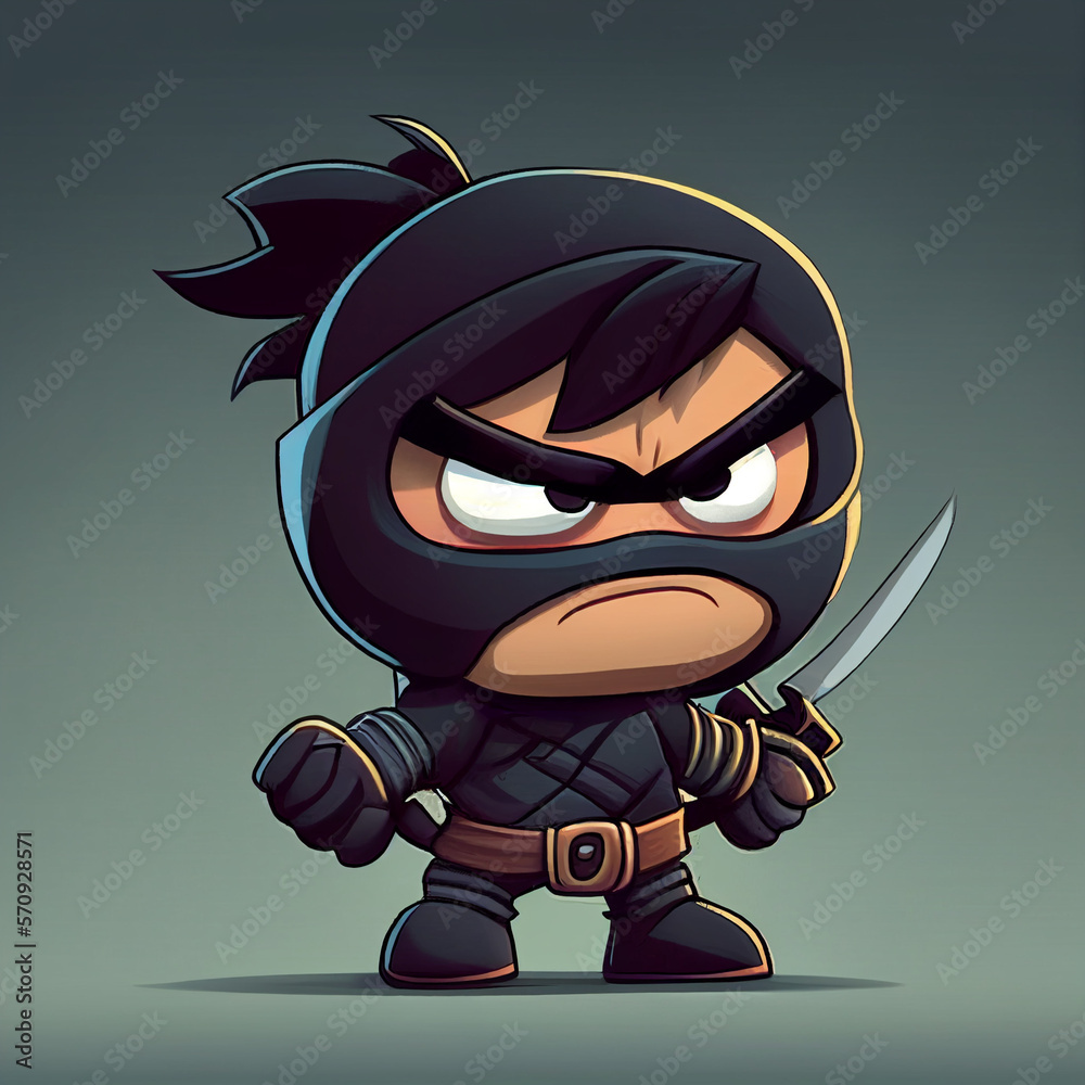Funny cartoon ninja character