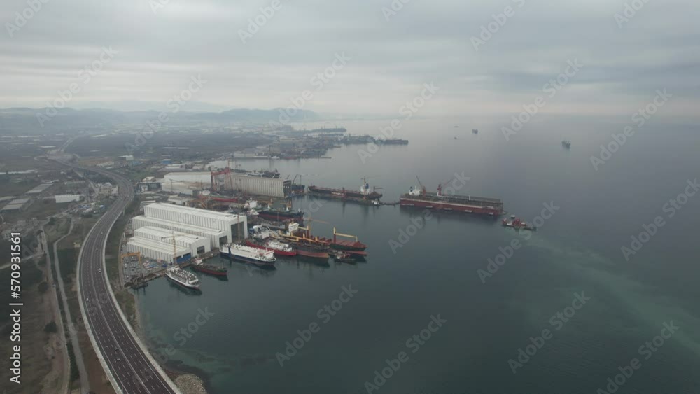 aerial shipyard and sea