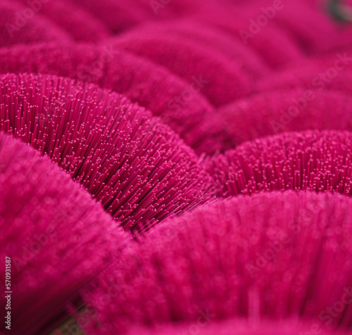 Close-up shot of Pink incense at Quang Phu Cau village in Hanoi, Vietnam.