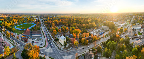 View at Pabianice city from a drone