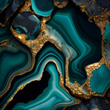 Cyan and gold marble texture. Mixed stone textures background. Generative AI.