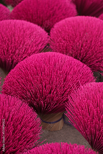 Drying Pink incense at Quang Phu Cau village in Hanoi  Vietnam.