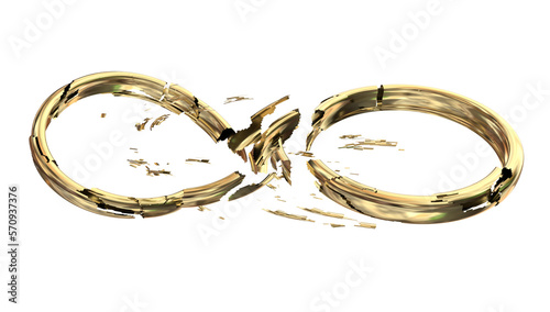 divorce breaking rings wedding relationship love padlock heart isolated, - 3d rendering