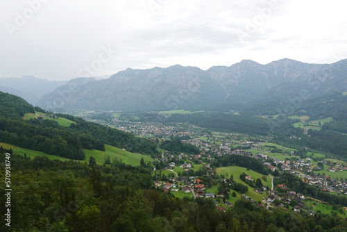 The view from Ewige Wand hiking and mountain biking path to Bad Goisern  Austria