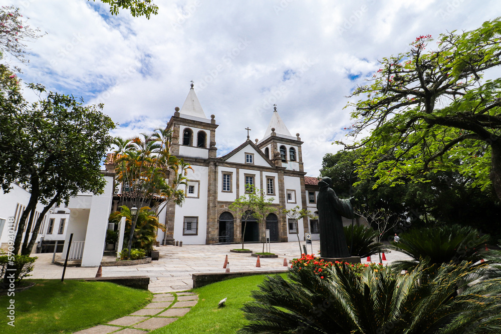 Fototapeta premium Rio de Janeiro, RJ, Brazil, 01/21/2023 - The church of the Monastery of Saint Benedict, or The Abbey of Our Lady of Montserrat, founded in 1590 in the Downtown district
