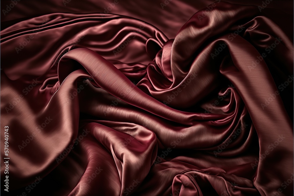 Fototapeta premium Burgundy Textile with ripples and Folds Luxury (Ai generated)
