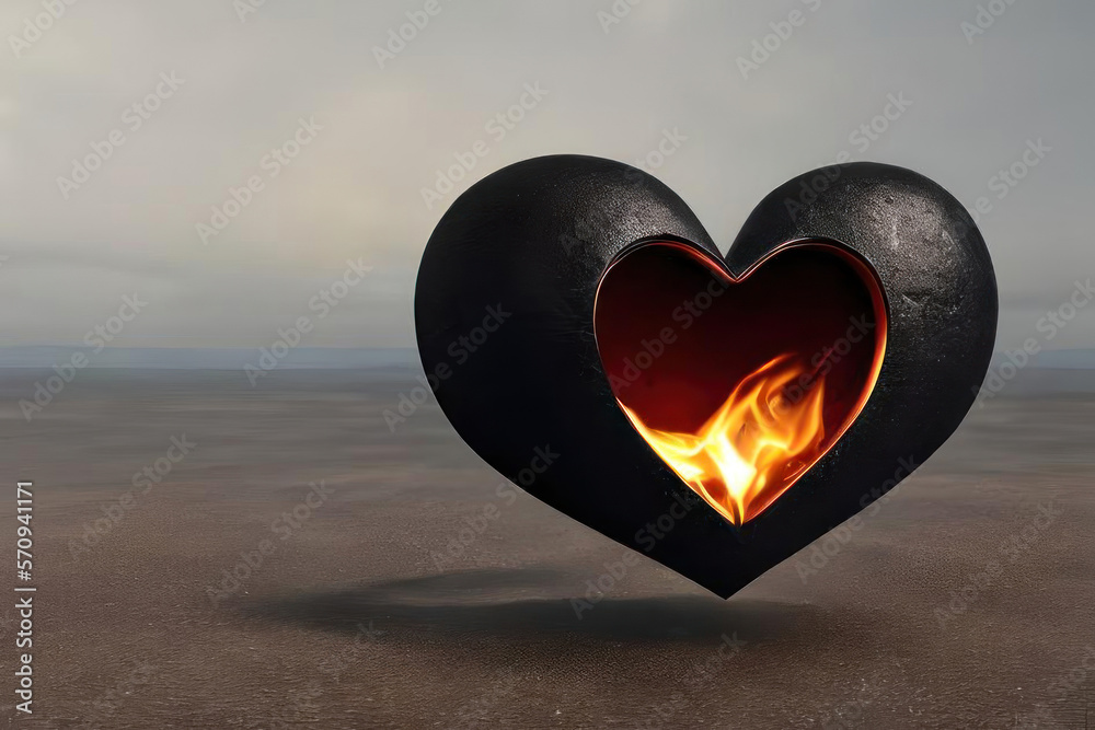 Fototapeta premium Heart with fire inside. AI generative.