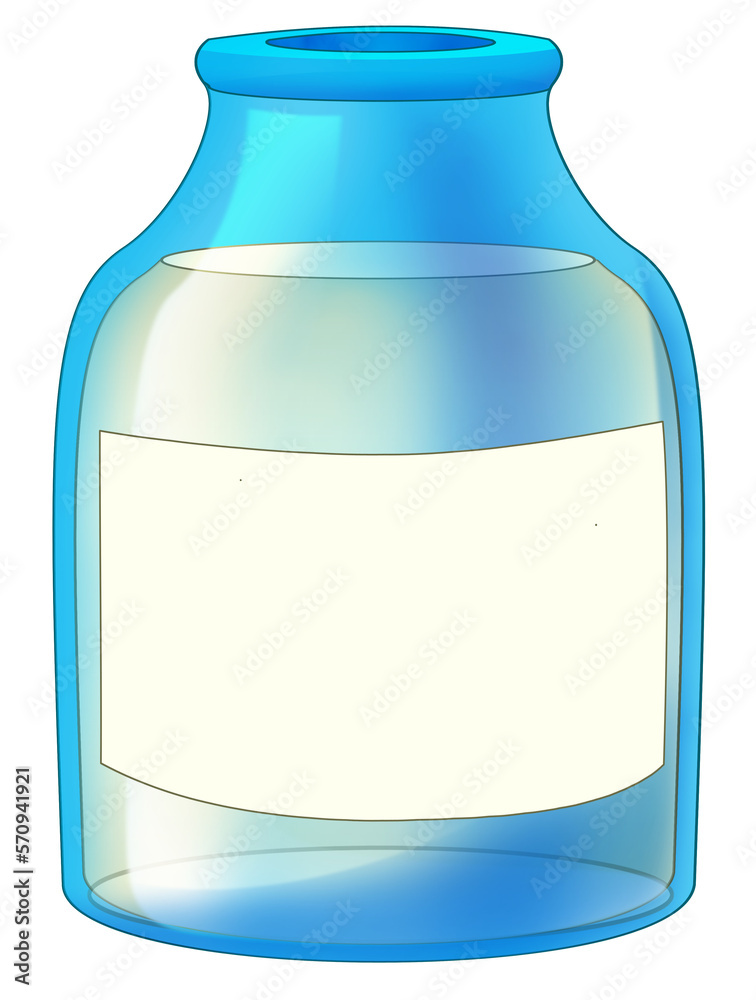 Cartoon element glass bottle for liquid or medicine container isolated illustration for children Cartoon element glass bottle for liquid or medicine container isolated illustration for children