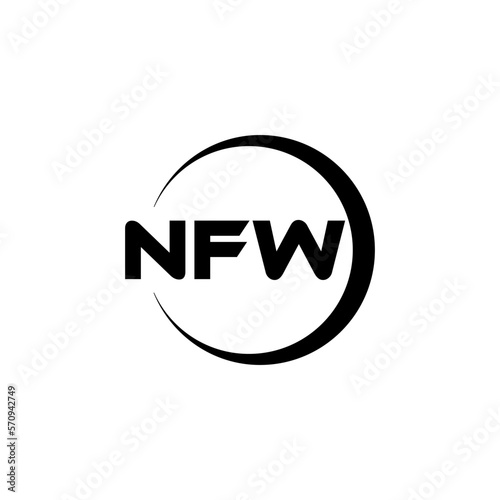 NFW letter logo design with white background in illustrator, cube logo, vector logo, modern alphabet font overlap style. calligraphy designs for logo, Poster, Invitation, etc.