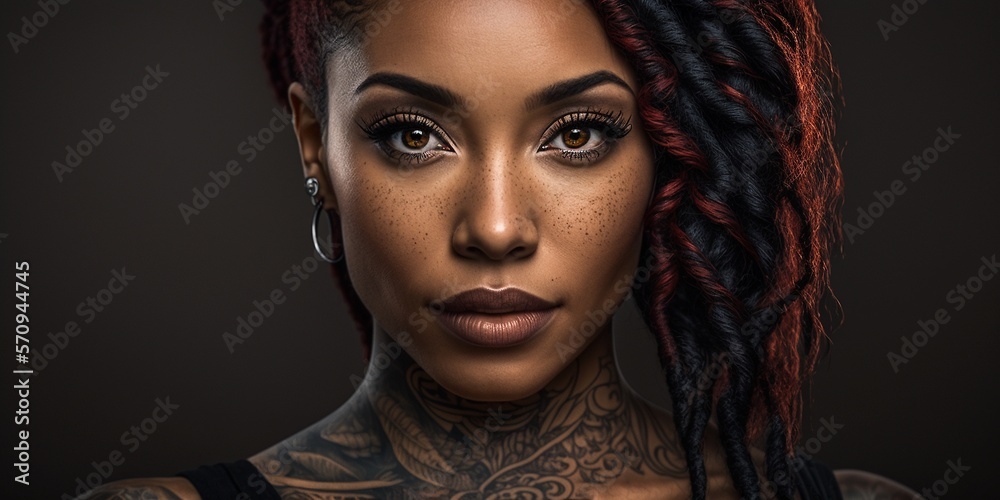 Fototapeta premium Hübsches asiatisches Top Model mit roten Haaren im Portrait, ai generativ