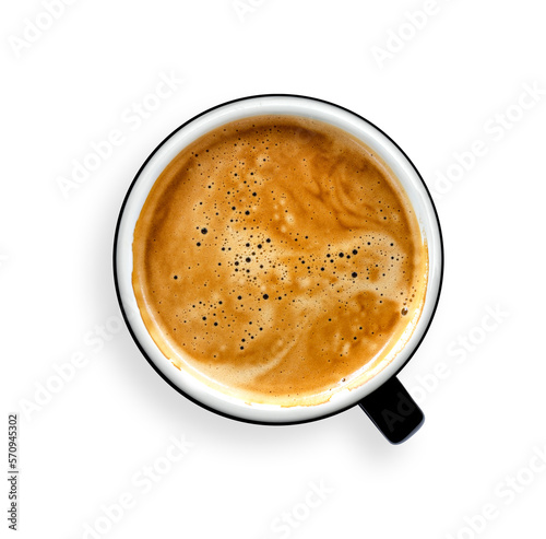Coffee lover. Top view of hot Coffee cup on png background. mug on transparent background.  top view. flat lay.