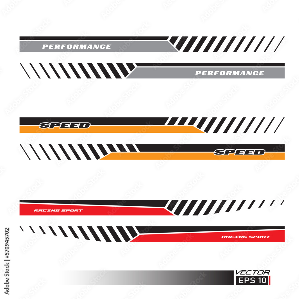 Side car body vector stripes decal. Vehicle vector Decal Stripes for the  both parts, Racing Rally Stripes, Auto Racing Stripes Stickers_20230212  Векторный объект Stock | Adobe Stock