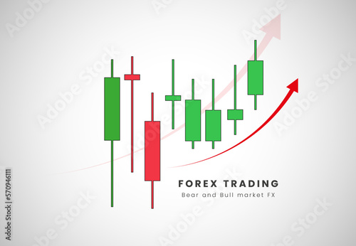 Forex price action candles for red and green, Forex Trading charts in Signals vector illustration. Buy and sell indicators for forex trade up trend