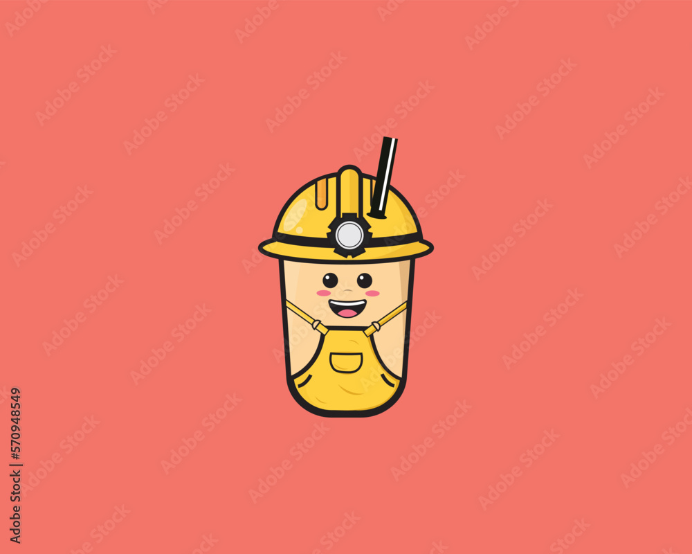 Boba Cute construction icon design Boba Cute construction icon design
