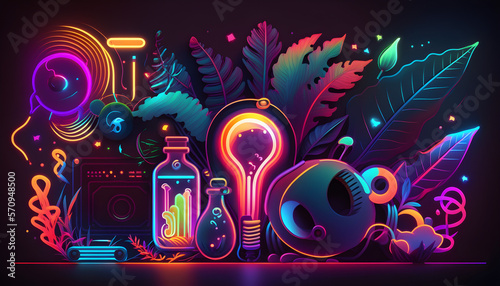 80s style and neon,retro vector background image