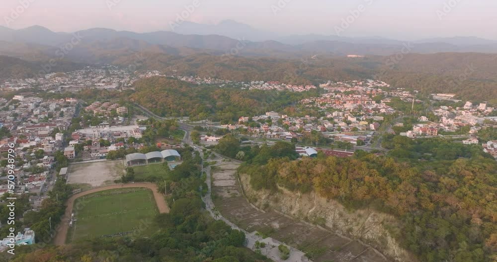 Cinematic aerial drone view of La Crucecita Huatulco Oaxaca Mexico. Bahías de huatulco Town Cinematic aerial drone view of La Crucecita Huatulco Oaxaca Mexico. Bahías de huatulco Town