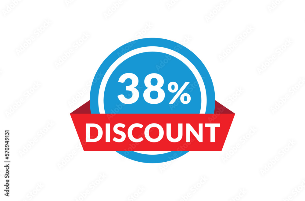 38% of discount, Discount price, Special offer discount.