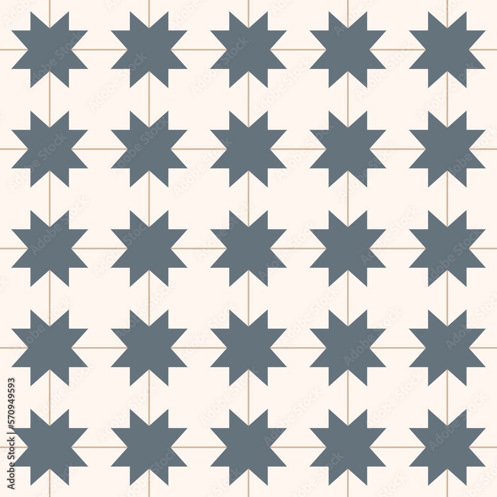 Vector seamless ornamental geometric pattern - beige and gray design. Symmetric repeatable background, tile mosaic floor texture. Vector seamless ornamental geometric pattern - beige and gray design. Symmetric repeatable background, tile mosaic floor texture.