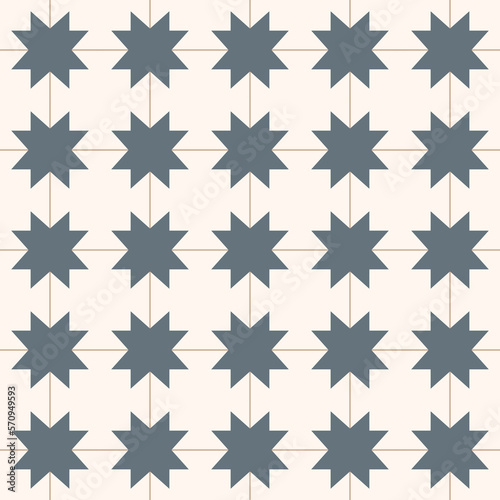Vector seamless ornamental geometric pattern - beige and gray design. Symmetric repeatable background  tile mosaic floor texture.
