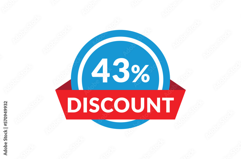 43% of discount, Discount price, Special offer discount.