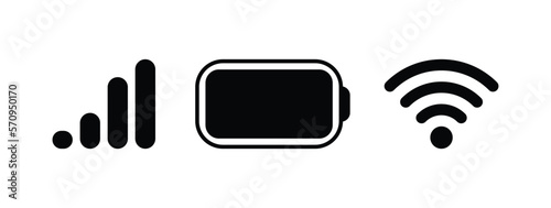 Status bar icon. Phone signal, wi-fi, battery icon. Vector illustration photo