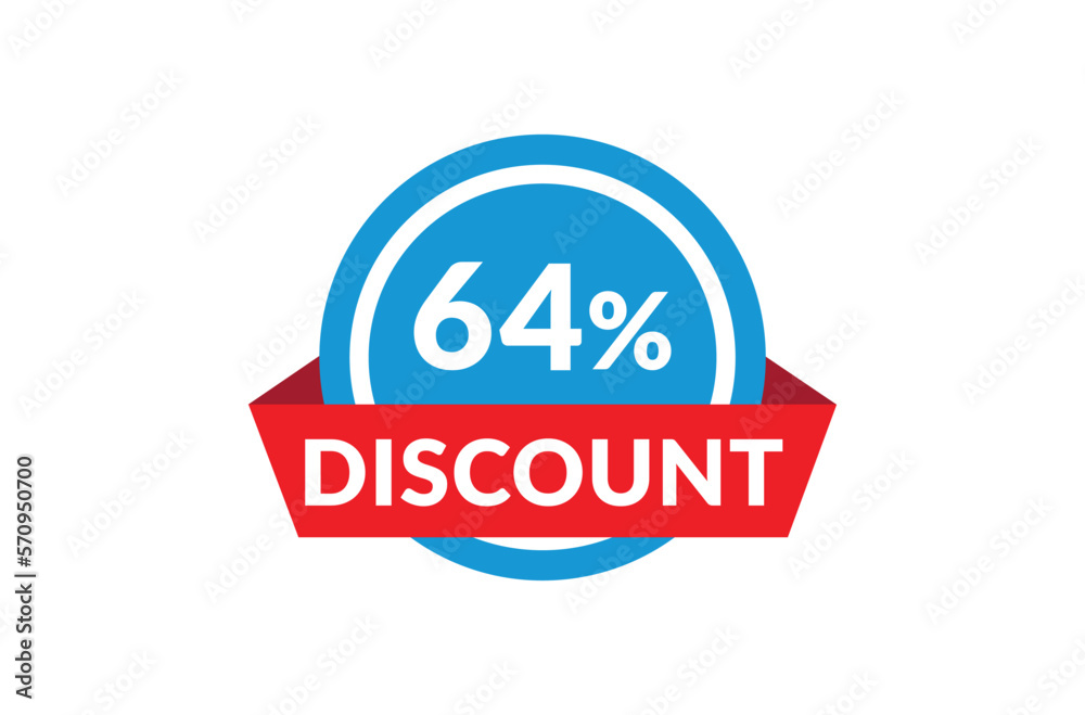 64% of discount, Discount price, Special offer discount.