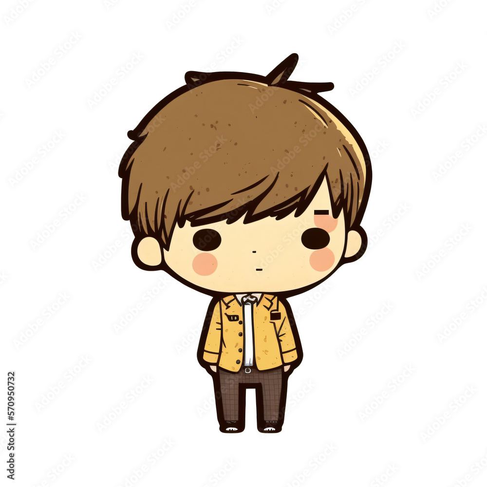 Petit garçon kawaii, sticker, façon dessin manga, illustration digitale 2, IA générative Petit garçon kawaii, sticker, façon dessin manga, illustration digitale 2, IA générative